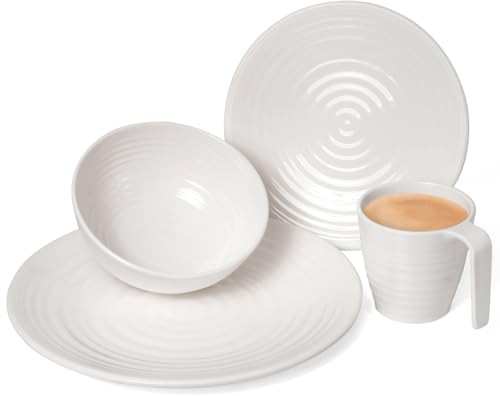 Camping Geschirr Set 1 Person I 4 Teilig I Melamin I Picknick BBQ Kochgeschirr I Crema Design