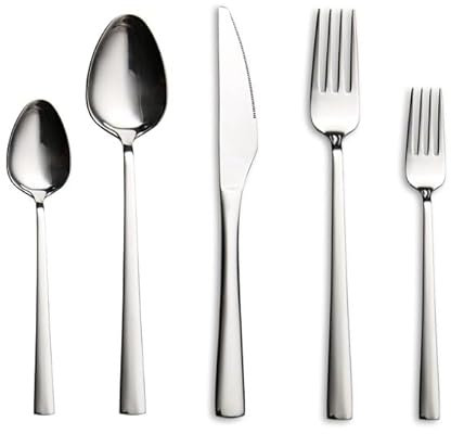GRANA HOME 20-teiliges Besteckset aus rostfreiem Edelstahl, 4 Esslöffel, 4 Gabeln, 4 Messer, 4 Dessertlöffel, 4 Teelöffel