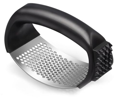 Garlic Press Equipped with Soft Ergonomic Handle, Easy to Crush Garlic, Easy to Clean, and Rust-resistant, Upgrade Black