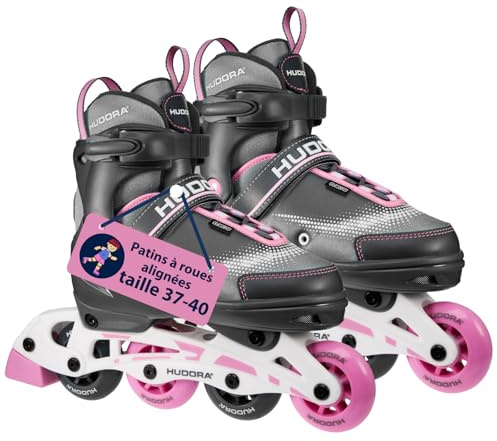 Hudora Inline Skates Mia - Inline skates for children/teenagers & adults in magnolia - Roller skates adjustable up to 4 sizes - Comfortable & stylish skates - size 37-40