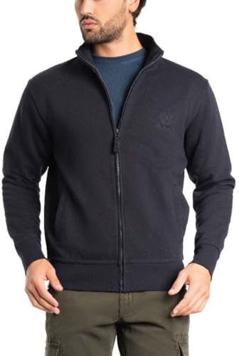 BE BOARD 9030C – Giacca Felpa Uomo con Zip – Cotone Poliestere – Taglie Forti – Manica Lunga – Tasche Laterali – Autunno Inverno – Blue, 5XL