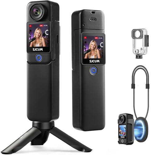 SJCAM C300 Action Cam 4K(Senza memoria),Vlog Camera con Stabilizzazione 6-Assi,Doppio Schermo Touch,7Ore di Autonomia, Impermeabile 30M, Grandangolo 154° Microfono Integrato,Nero