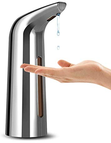 Ejoyous Dispenser Automatico di Sapone da 400 Ml, Dispenser di Sapone Intelligente Touchless con Finestra di Visualizzazione per Disinfettante e Disinfettante per le Mani (SILVER)