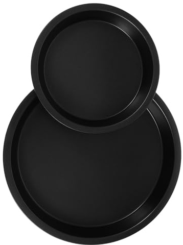 PRETYZOOM Set 2 Teglie Rotonde in Acciaio al Carbonio Antiaderente per Pizza e Torte, Distribuzione Uniforme del Calore, Design Semplice, per Forno