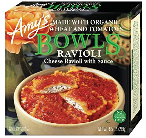 Amy's Frozen Meals, Pasta Bowl, Cheese Ravioli with Tomato Sauce, 9.5 oz.