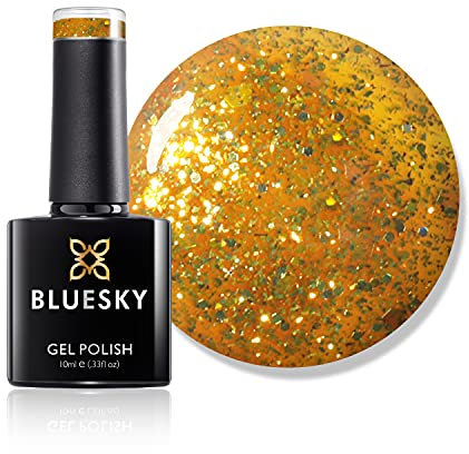 Bluesky Gel Nail Polish, Sunglow Vip19, Bright, Glitter, Gold,Yellow 10 ml (Requires Curing Under UV LED Lamp)