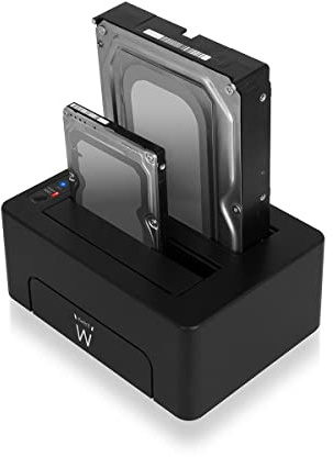 Ewent EW7014 USB 3.0 Hard Drive Docking Station Clone 2-Bay per Hard Disk HDD/SSD da 2,5 e 3,5 (SATA I/II/III), Supporto 2 x 8 TB e USAP, Compreso di Cavo USB 3.0 e Alimentatore