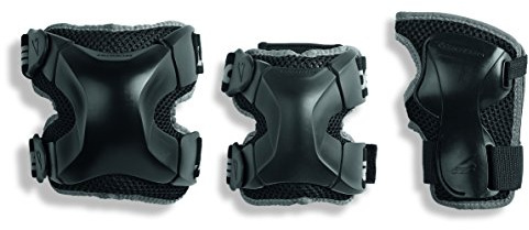 Rollerblade X Gear 3 Pack Protective Gear, Knee Pads, Elbow Pads and Wrist Guards, Inline Skating, Multi Sport Protection, Unisex, Black ,Large