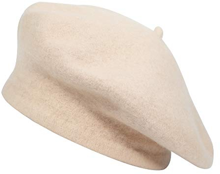 ZLYC Frauen Klassische Der Französische Künstler Baskenmütze Barett (Beige)