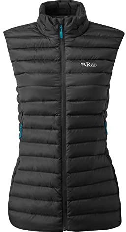 Rab Women's Microlight Down Vest - Insulated Lightweight Gilet for Hiking, Trekking, & Skiing - Black/Black - Medium