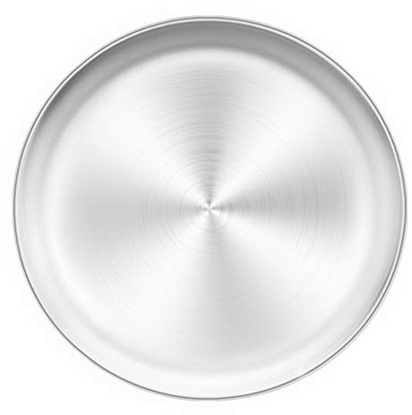 TeamFar 12 Inch Stainless Steel Pizza Pan - Round Oven Baking Tray, Healthy & Heavy Duty, Dishwasher Safe & Easy Clean