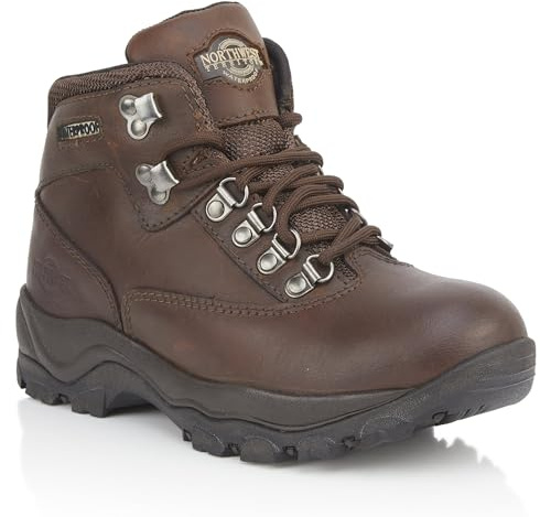 Northwest Territory Women's Peak Leather Waterproof Walking Hiking Trekking Boot- Waxy Brown- UK8