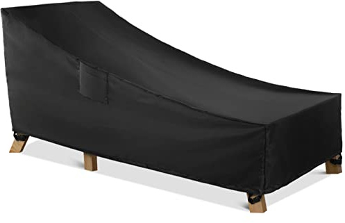 WLEAFJ Patio Chaise Lounge Cover Waterproof, Heavy Duty Outdoor Lounge Chair Covers, Black Durable Patio Furniture Covers, 78L x 34W x 32H inch