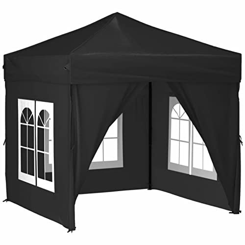 Susany Partyzelt Pavillon-Seitenteilen Faltbar mit Seitenwänden Schwarz Festzelt Gartenpavillon Pergola Gartenzelt Garten Bierzelt Terrassenpavillon Sonnenschutz 197,5 x 197,5 x 234 cm (L x B x H)