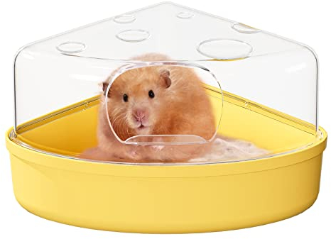 BUCATSTATE Hamster Sandbad, Hamster Sand Badezimmer Sandkasten Toilette Sand Trockenbad Container für Chinchilla, Goldene Bären, Gerbil (Large, Yellow)