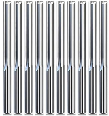 NITVIA 10pcs 3.175mm CED 2mm CEL 17mm Straight Slot Bit Wood Milling Cutter CNC Solid Carbide Two Double Flute Bits CNC Router Bits