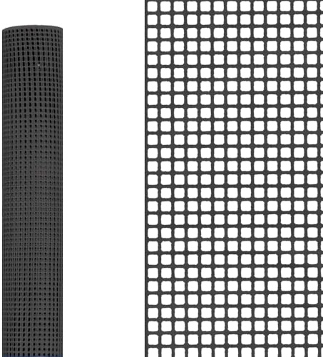 Rete Protettiva Quadra in Plastica a Maglia 10x10 Mm per Balconi Cancelli Recinzioni Polietilene Altezza 1 Metro (1x05 Mt, Antracite)