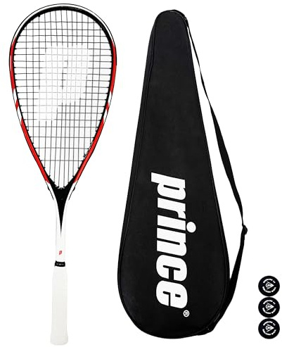 Prince Team 400 et 450 Série de raquettes de squash avec housse de protection sur toute la longueur et 3 balles de squash (Team Warrior 450)