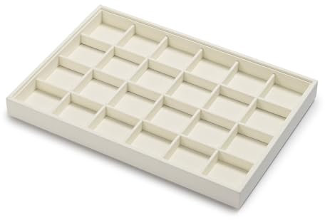 Oirlv Beige Microfibra Apilable Bandejas Joyería 24 Cuadrículas Joyería Bandeja Expositor Baratijas Pendientes Bandeja Organizador Anillos
