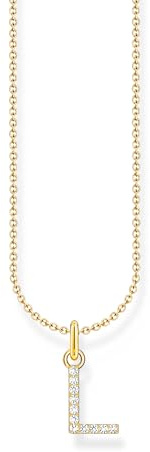 Thomas Sabo Collar con letra L, plata chapada en oro con circonitas, KE2251-414-14
