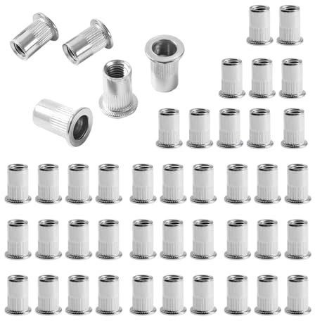 42 Piezas Tuerca De Remachado M8, Tuerca de remachado de cabeza plana de acero inoxidable, remachado roscado de tuerca de remachado ciego, para fijar el proceso de decoración de muebles (M8x18mm)