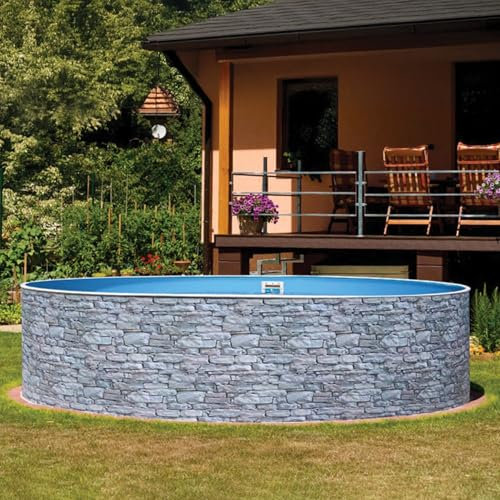 Paradies Pool® Aufstellpool Splash Pool Komplettset rund 360 x 120 cm Stein Filteranlage Leiter Vlies
