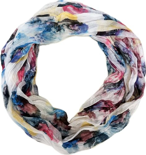 Jeamis Fiore Mandala Seta Loop Gradiente Primavera Sciarpa rotonda Rainbow Unisex Estate Leggera Sciarpa Stola Dots, Blumen25A Beige, 160 x 48 cm