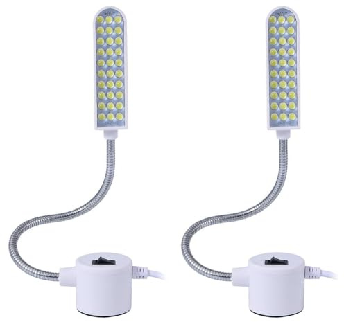 Sirxlevcy Luz LED para Máquina de Coser con Base Magnética y Cuello de Cisne Flexible, Luz de Trabajo Portátil, Paquete de 2, Enchufe Europeo