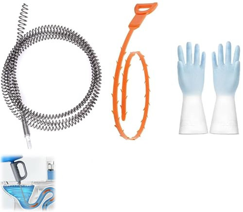 Spirale de Nettoyage Déboucheur, 3m x 10mm Furets Déboucheurs de Canalisations avec Brosse de Nettoyage Réutilisable pour Tuyaux en Spirale, Brosse de Débouchage de Drain, Furet Plomberie Deboucheur