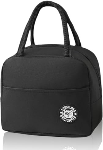 FUGLUS Bolsa Termica Porta Alimentos, 5.5 L Bolsa Comida Trabajo Portátil Fiambreras Comida Trabajo Bolsa Almuerzo para Escuela Oficina Picnic(negro)