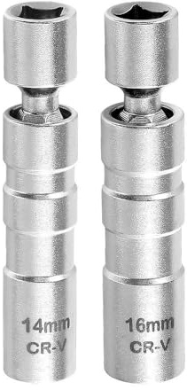 Set di chiavi universali flessibili per candele, magnetiche, 14 mm e 16 mm, CR-V, inserto giunto per candele