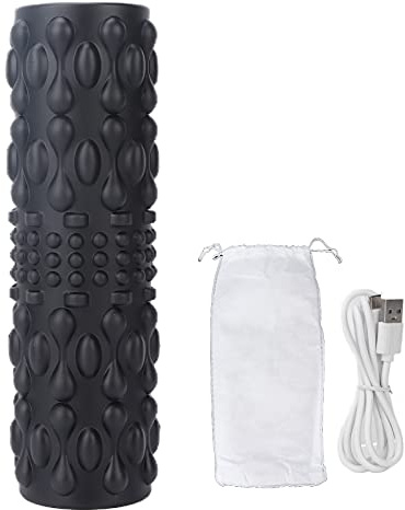 Mrisata Fitness Rullo di Fitness Elettrico Professionalmente 5 Corridoi Dispositivo di Massaggio per Vibrazioni per Rilassamento Muscolare e Materiale PU Nero Yoga