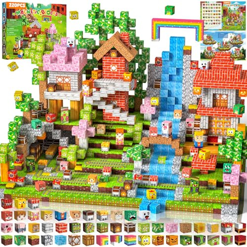 Magnetiska Byggklossar 220 PCS 2CM Magnetic Blocks, 3+ STEM Montessori sensoriska leksaker för 3 4 5 6 7 8 9 10 11 12 8-12 år gamla pojkar och flickor Födelsedagspresenter