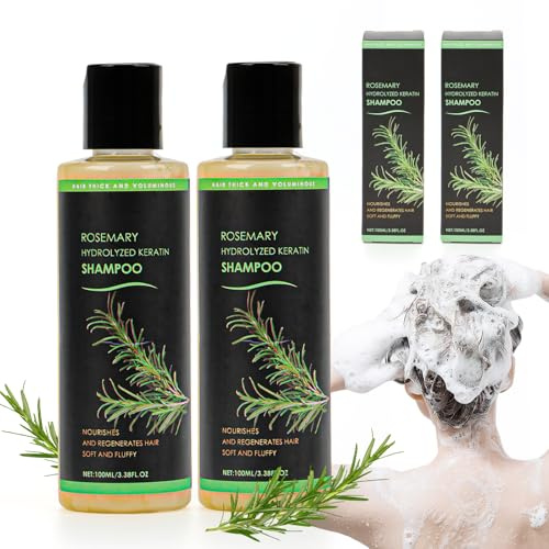 2 stycken rosmarinschampo, ekologiskt rosmarin schampo för hårväxt, naturligt rosmarin keratin-schampon stärker fint, livlöst hår, bekämpar håravfall, lämplig för män och kvinnor