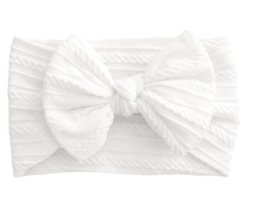 Baby Headband, Soft Elastic Bow Hairband for Newborns & Toddlers(1Pc-White) | Soft material and great stretch, cute, for a long period