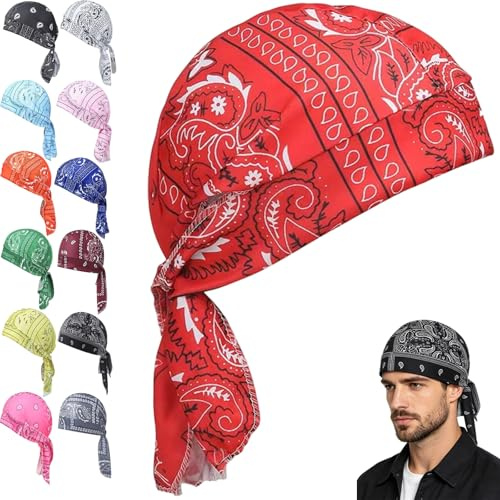Cooling Headscarf Cap, Soft Breathable Bandana Head Scarf, Motorcycle Pirate Head Wrap, Safety Helmet Liner Elastic Fit for Cycling, Running & Outdoor Sports, Elastic for Men & Women