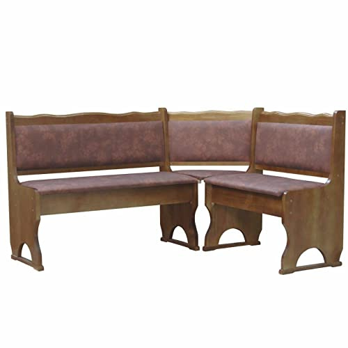 k koma Imbottitura Panca angolare in legno di pino, colore rovere con imbottitura, in legno massello – Nuova pelle ecologica marrone (120 x 200)