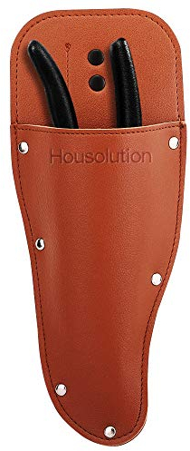 Housolution Fondine per Forbici Cesoie, Fondine in PU Pelle per Attrezzi per Guaina con Clip per Cintura, Custodia Forbici Cesoie, Fodero per Forbici Potatura Cesoie Giardinaggio Parucchiere - Marrone