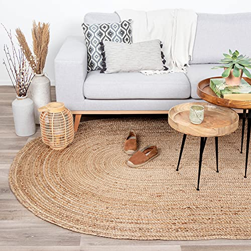 FRAAI | Home & Living Jute Teppich Oval - Fair Natur - Jute - Flachgewebe - Einfarbig - Boho, Modern - Wohnzimmer, Esszimmer, Schlafzimmer - Carpet