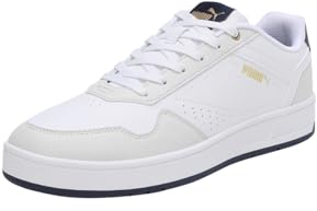 PUMA Herren Court Classic Sneaker, Weiß Schwarz Gold, 46 EU
