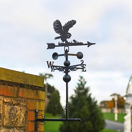 Deluxe Steel Barn Owl Weathervane with Horizontal Bracket
