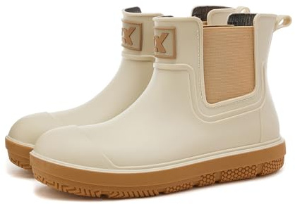 Stivali Pioggia Donna Gomma, Chelsea Boots Impermeabili con Suola Antiscivolo Rinforzata, Taglie 36-43, Nero/Rosso Nero/Marrone/Bianco, per Escursionismo, Pesca e Giardinaggio