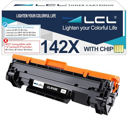 LCL Schwarz mit Chip Tonerkartusche kompatibel für HP 142A W1420A 142X W1420X kompatibel für HP LaserJet M110 M110w MFP M139 M139w M140 M140w Drucker (1 Packung)