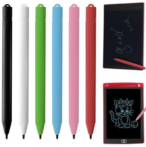 Stylo Tablette Tactile, 6 Pièces Stylet Tactile avec Remplacement pour Garçon Fille Et Adultes pour Enfants Ordinateurs Portables Stylo à Peindre(Noir Rouge Vert Blanc Rose Bleu Clair)