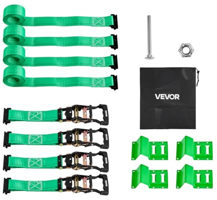 VEVOR Cinghia di Fissaggio per Ruote 50,8 x 2438,4 mm con Fibbia e Resistenza alla Trazione di 1986,73 kg e Capacità di Carico di 662 kg, Cinghia di Fissaggio per Ruote, SUV, Rimorchi, Verde