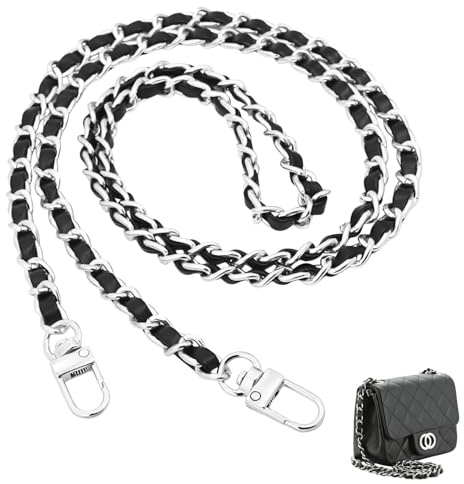 Lyivisk Taschenkette, Taschenkette 120cm, Handtasche Kette Metall Ersatz, Leder Taschengurt Schwarz, Lang Schulterriemen Kette Abnehmbare für Damen Taschen Umhängetaschen, Handtaschen Ersatzkette