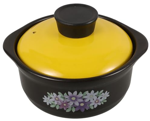 DIYEAH Casseruola di Terracotta 1,3l Doppi Manici Resistente al Calore per Stufati e Zuppe Domestiche, Pentola per Cucina da Ristorante Adatta a Brasare e Cucinare Porridge