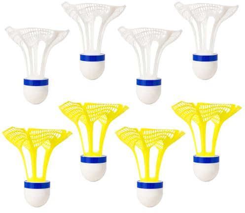 VgxRolq 8 pelotas de bádminton profesionales resistentes al viento para deportes, juego de ocio y entrenamiento, mayor durabilidad y trayectoria uniforme, color blanco y amarillo