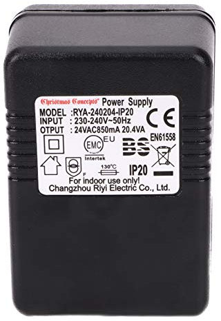 Christmas Concepts® 24v 850ma 20.4va Adaptateur Secteur sans Plomb - Convient pour Les lumières de noël - Adaptateurs de Rechange.