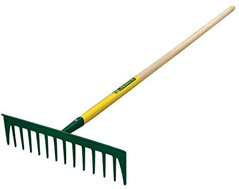 Leborgne, Rateau Batipro 14 dents Droites Manche Bois 150 cm Certifié PEFC 100%, deux en un, 1 Côté râteau pour ratisser, 1 côté réglette pour niveler, Ergonomie: manche extra long de 150 cm